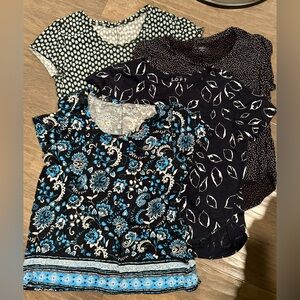 EUC Sz L lot of 4 LOFT dressy t shirts